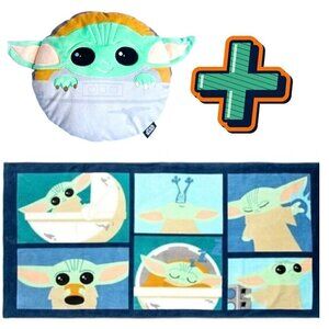 🛁 LOT: NWT Pool Towel + Decorative Pillow – Star Wars Baby Yoda Grogu, Child